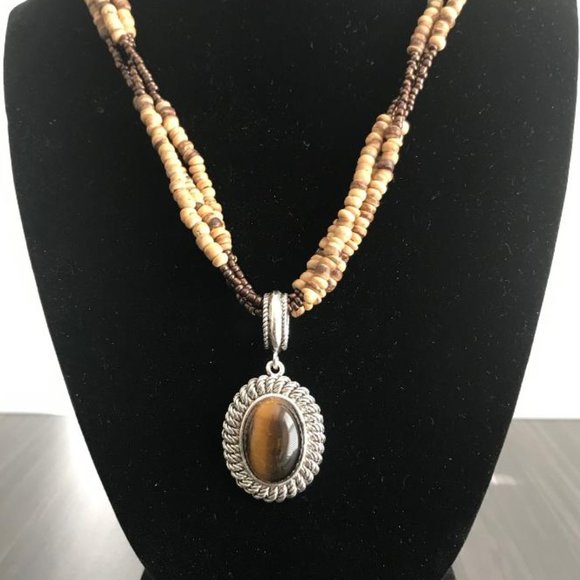 Vintage Avon Tigers Eye Necklace & Earrings Set - Picture 3 of 6